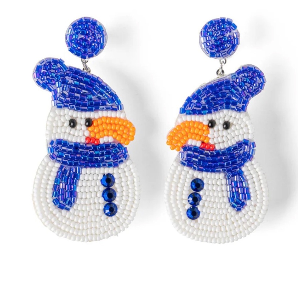 Beaded Snowman Earrings